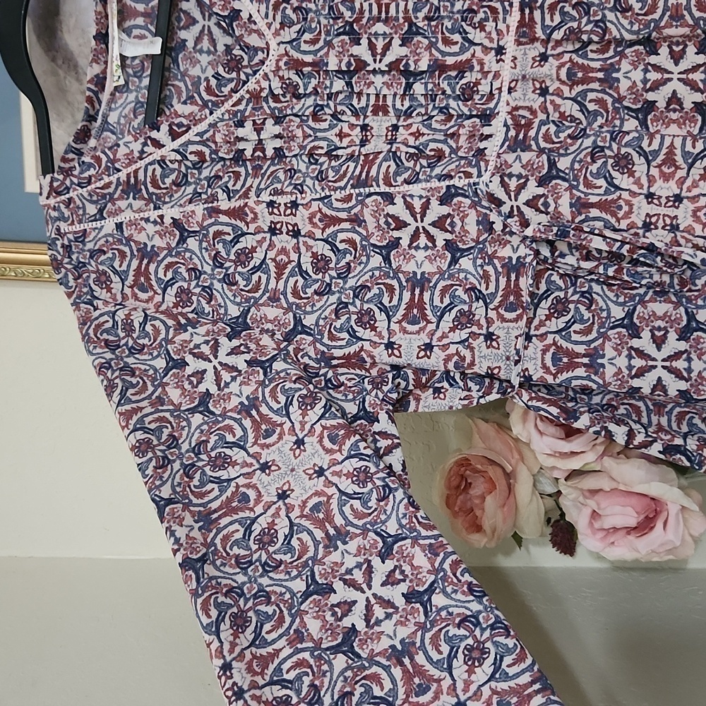 Boutique Women's Paisley Print Prairie Dress XL Pin Tuck Side Tie Bohemian - Picture 14 of 16
